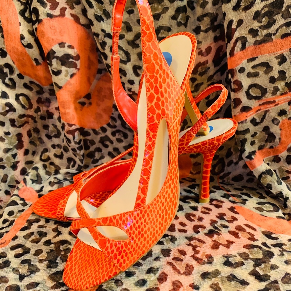 👡NEW!! NINE WEST ORANGE STILETTOS SANDALS